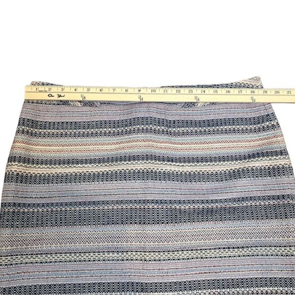 Halogen Tweed Textured Skirt Navy Natural Stripe Lined Back Zip Size 16 - Picture 2 of 10